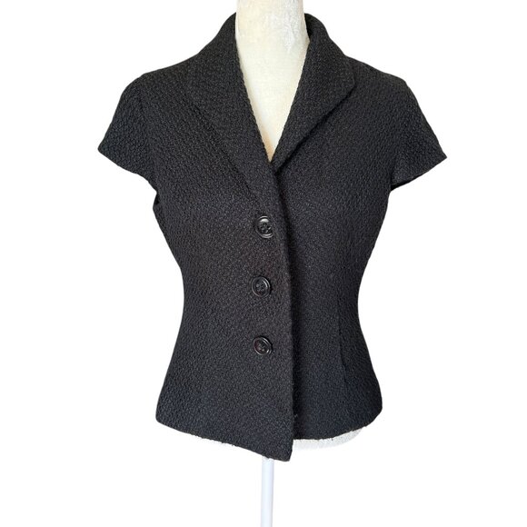 Coldwater Creek 4 black short sleeve fully lined collared button down jacket - Picture 1 of 10